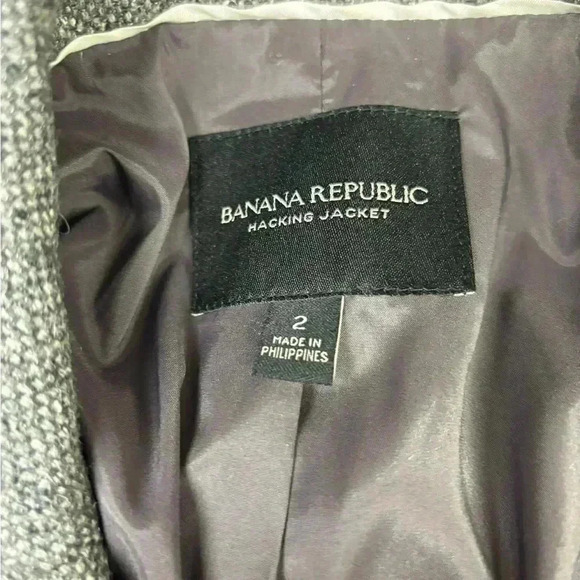 Banana Republic Blazer Women’s Jacket Gray  with White Herringbone Trim size 2 - Picture 8 of 8